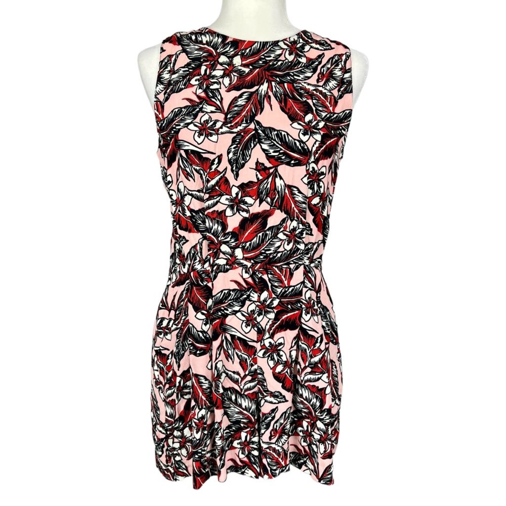 Zara Woman Sleeveless Short Romper Pink Floral 1 Piece Pockets size Medium